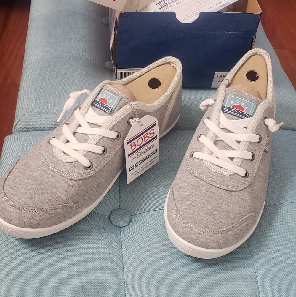 Bobs Sketchers memory foam be cute track meet gray